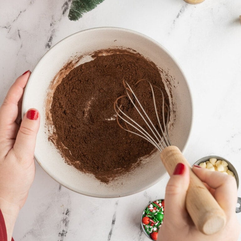 Mixing hot cocoa powder