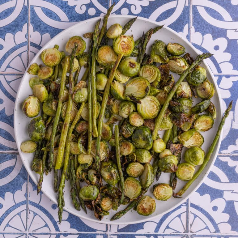 Simple Roasted Asparagus and Brussels Sprouts
