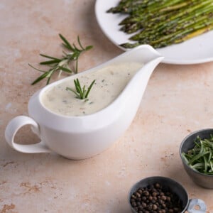 Shallot Cream Sauce garnished with rosemary