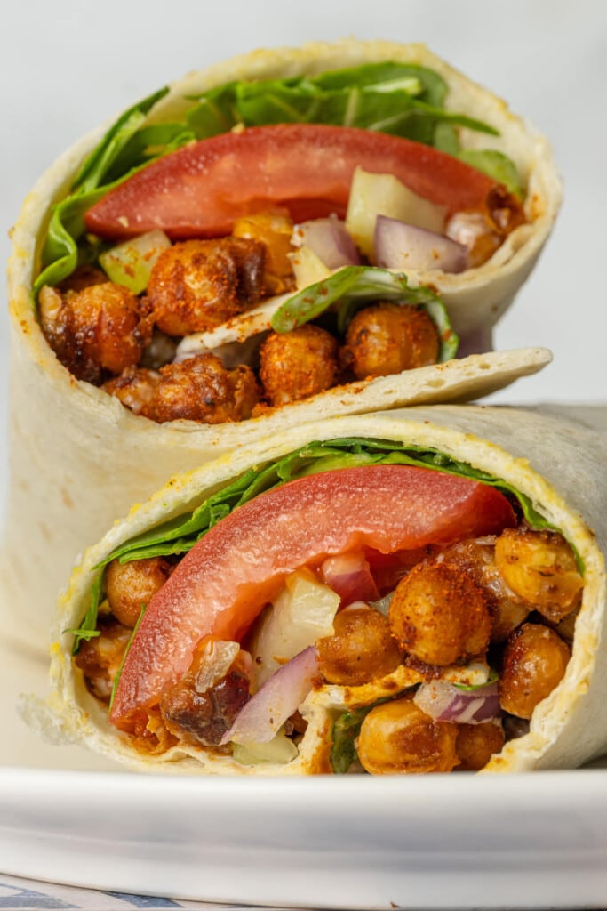 Close up of Buffalo Chickpea Wrap