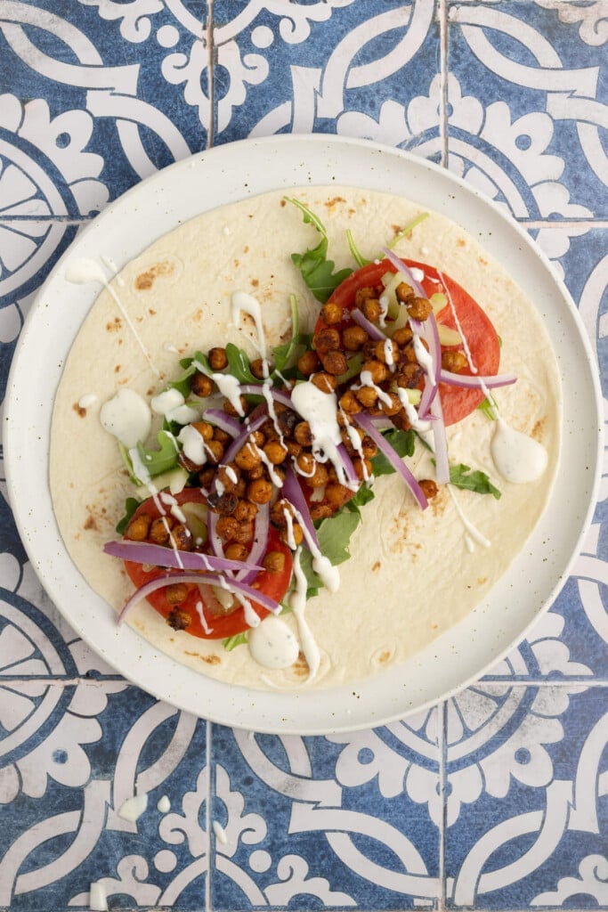 Buffalo Chickpea Wrap with ranch