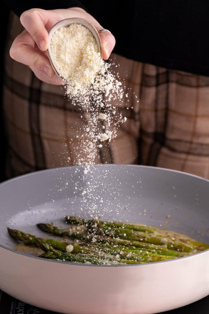 Adding Parmesan to Creamed Asparagus
