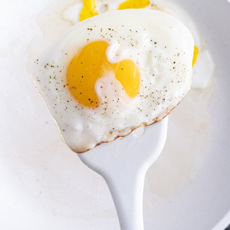 Fried egg on a spatula