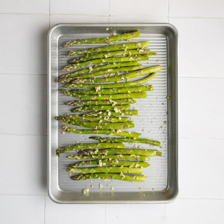 Garlic Parmesan Asparagus ready for the oven