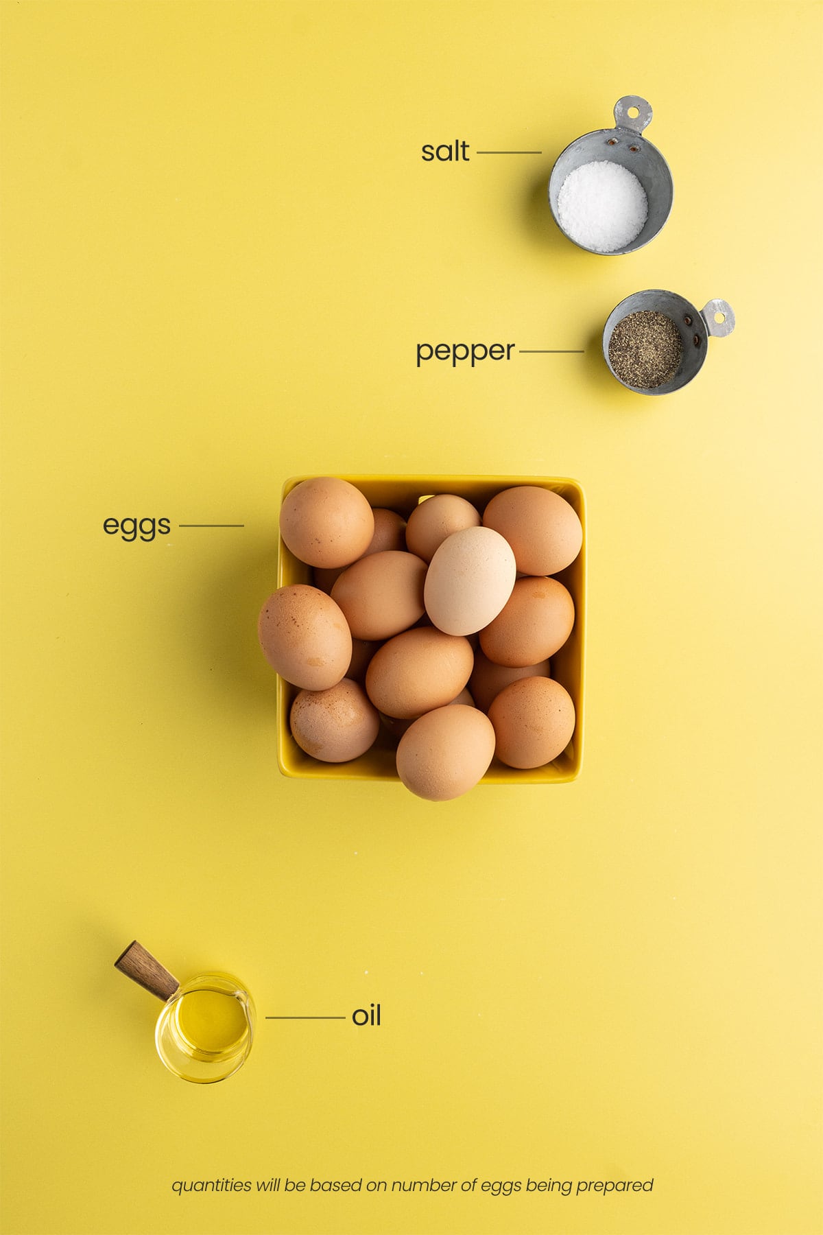 Over hard egg ingredients including olive oil, eggs, salt, and pepper