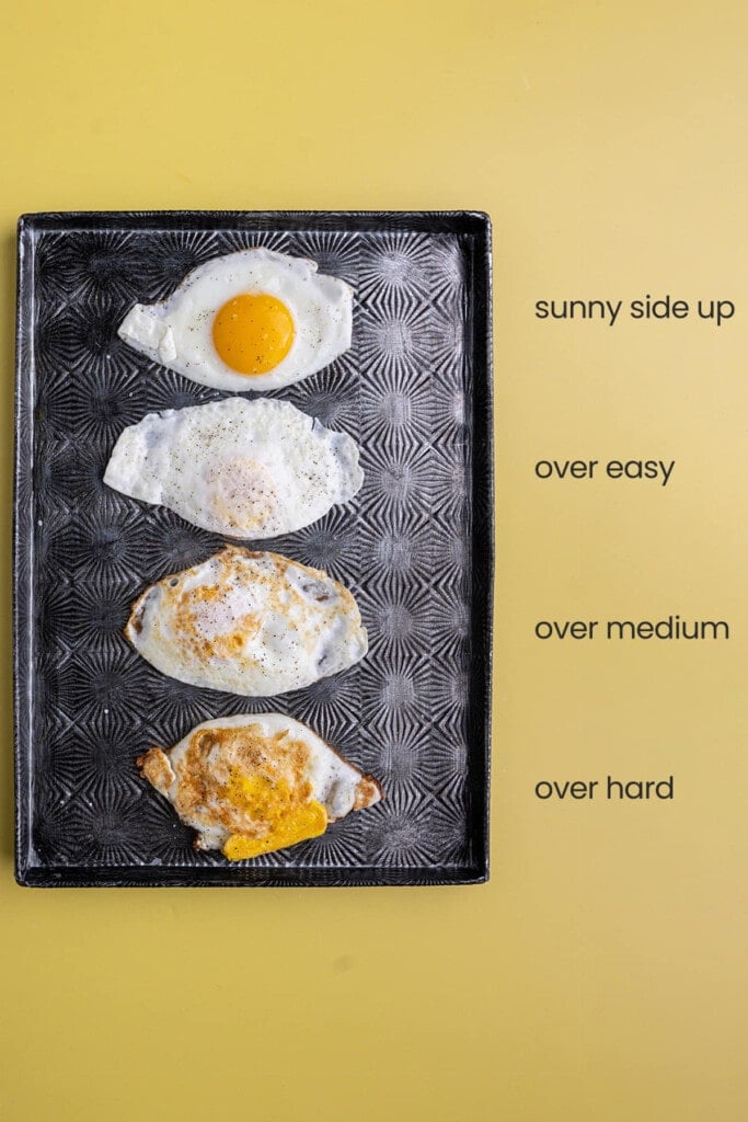 sunny side up vs over easy vs over medium vs over hard eggs