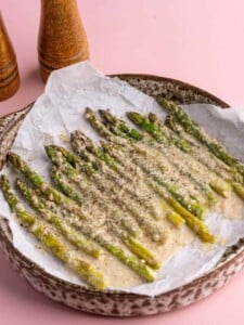 Creamed Asparagus on serving platter