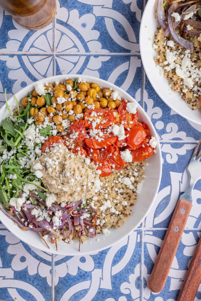 Close Up of Mediterranean Quinoa Bowl