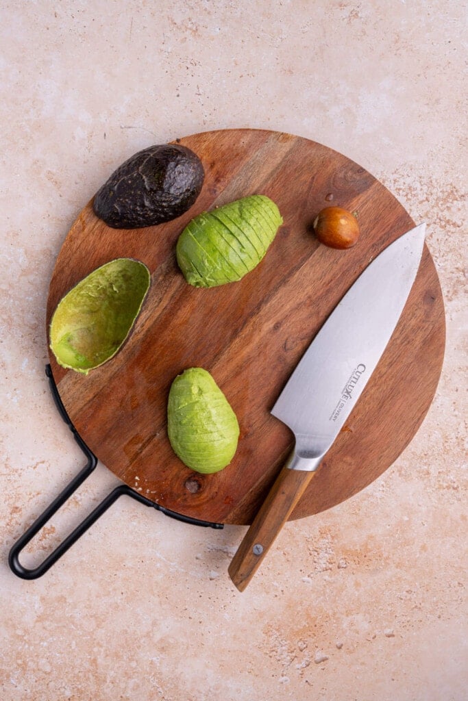 Avocados sliced thin for breakfast