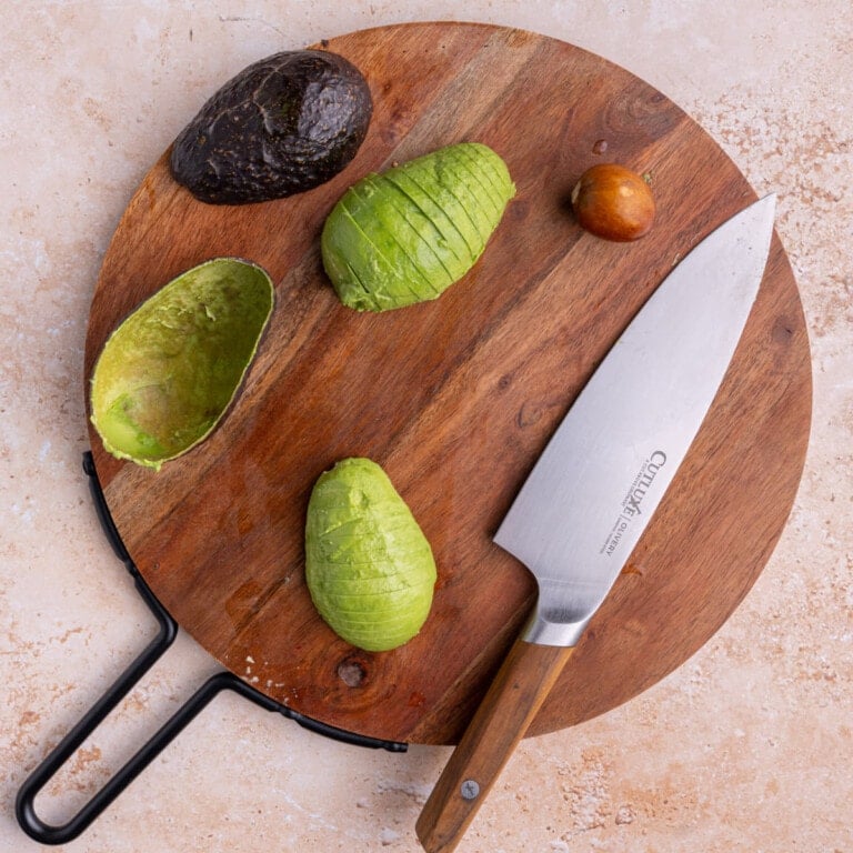 Avocado halved and sliced thin