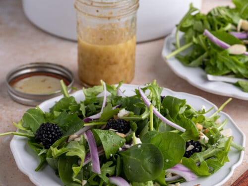 Spinach Arugula Salad with Honey Dijon Vinaigrette