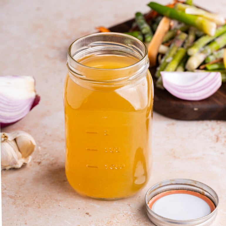 Homemade Veggie Broth made from vegetable scraps