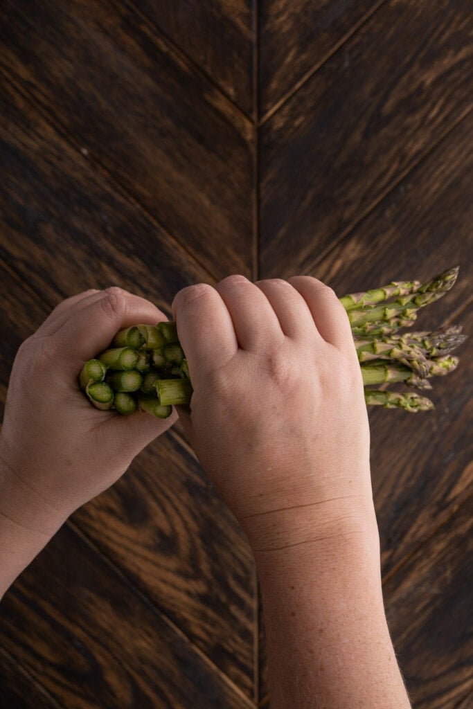 Snapping asparagus to prep it