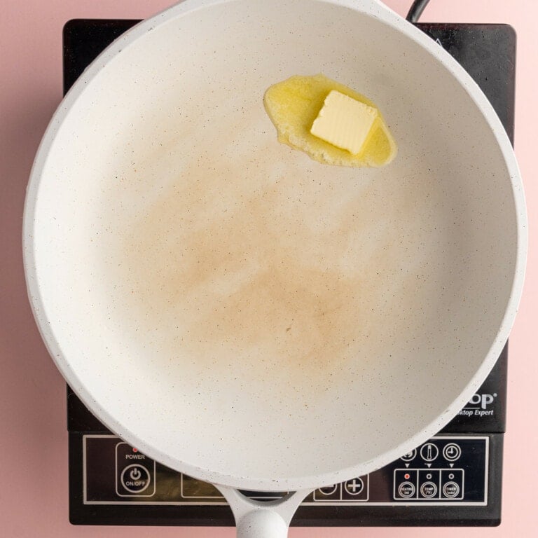 Melting butter in a hot pan