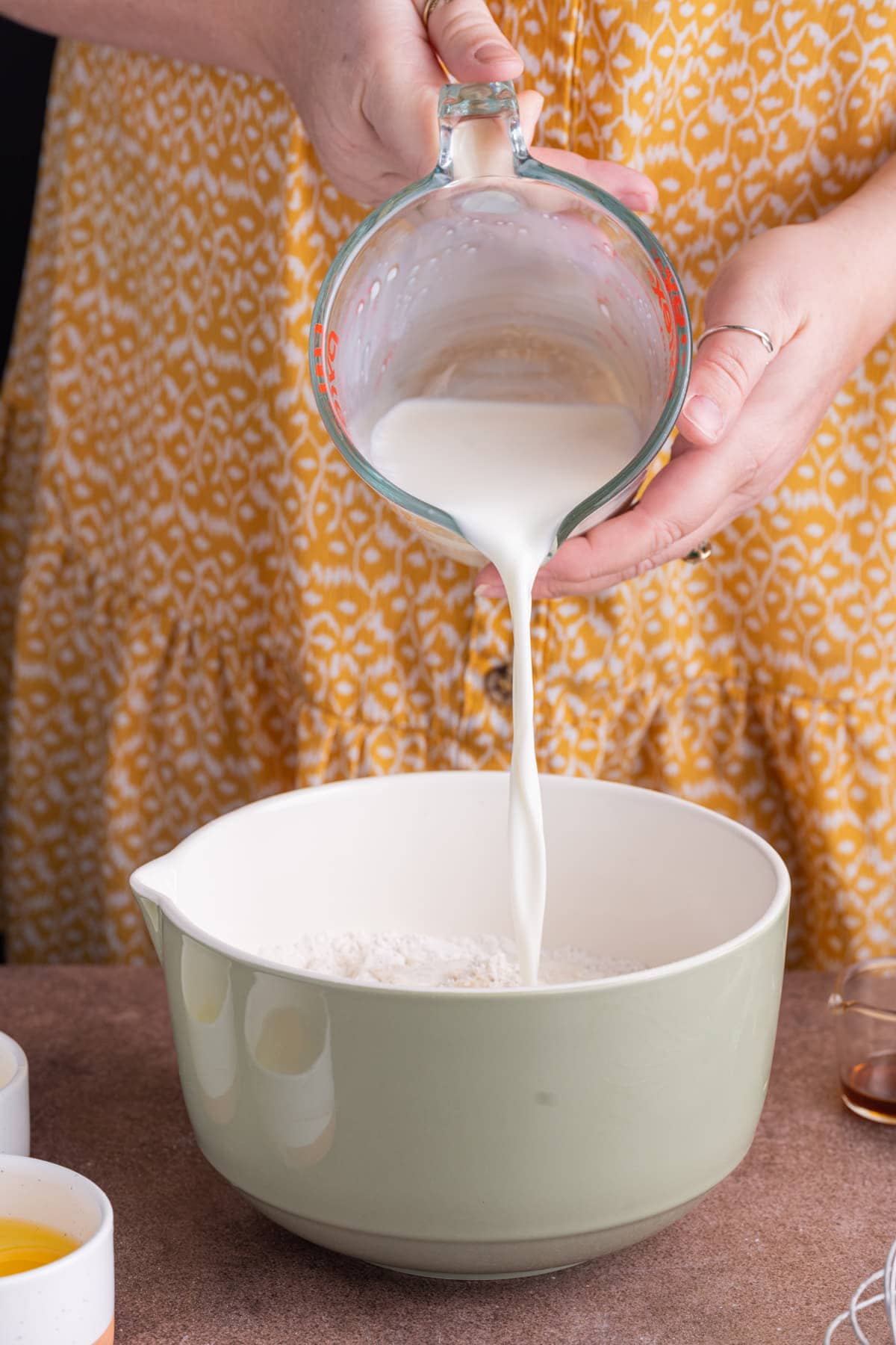 Adding milk to oven baked pancake batter