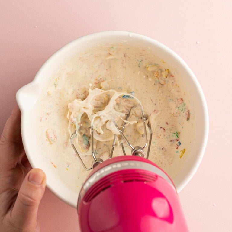 Using hand mixer to beat cereal milk whipped cream