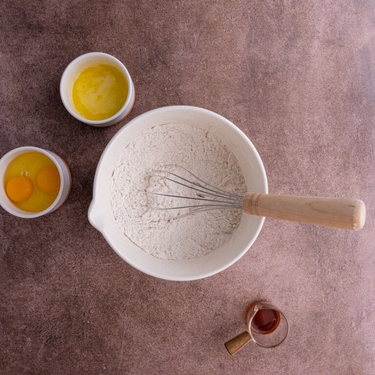 Dry ingredients of pancake batter whisked together