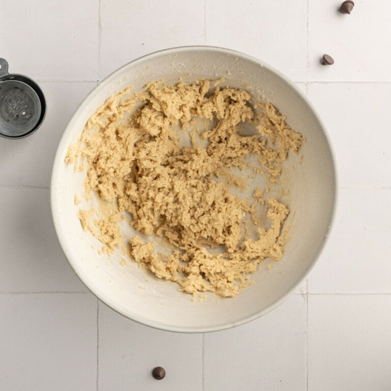 Cookie dough without eggs before adding the chocolate chips