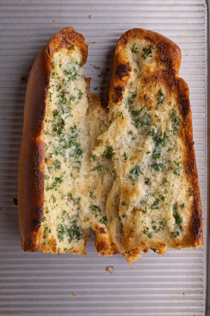 Homemade garlic bread just out of the oven