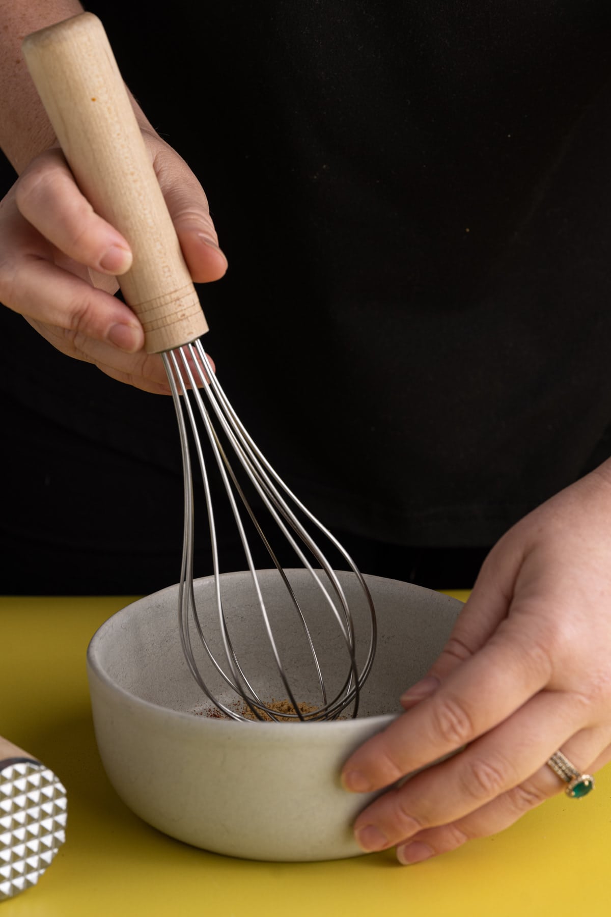 Whisking Old Bay Substitute Ingredients together