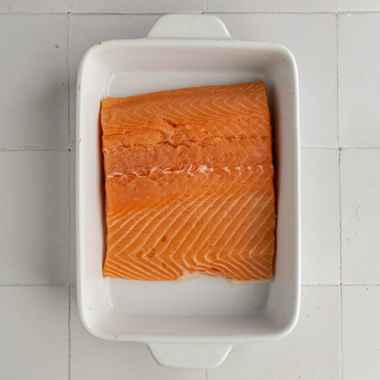 Prepped and Dried Salmon in Baking Dish