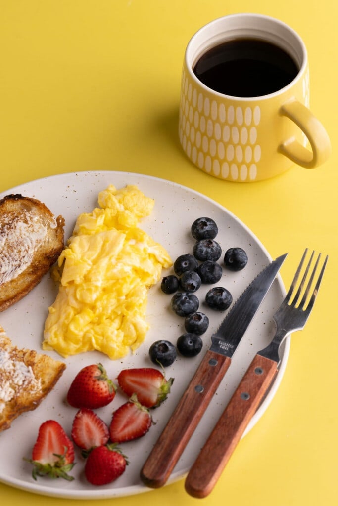 Complete breakfast with soft scrambled eggs