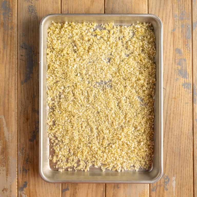 Panko breadcrumbs ready to toast in the oven