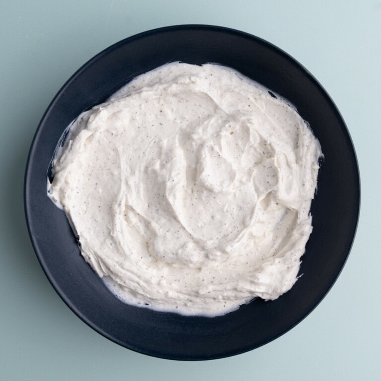 Cream cheese, sour cream, salt, onion powder, and black pepper mixed together