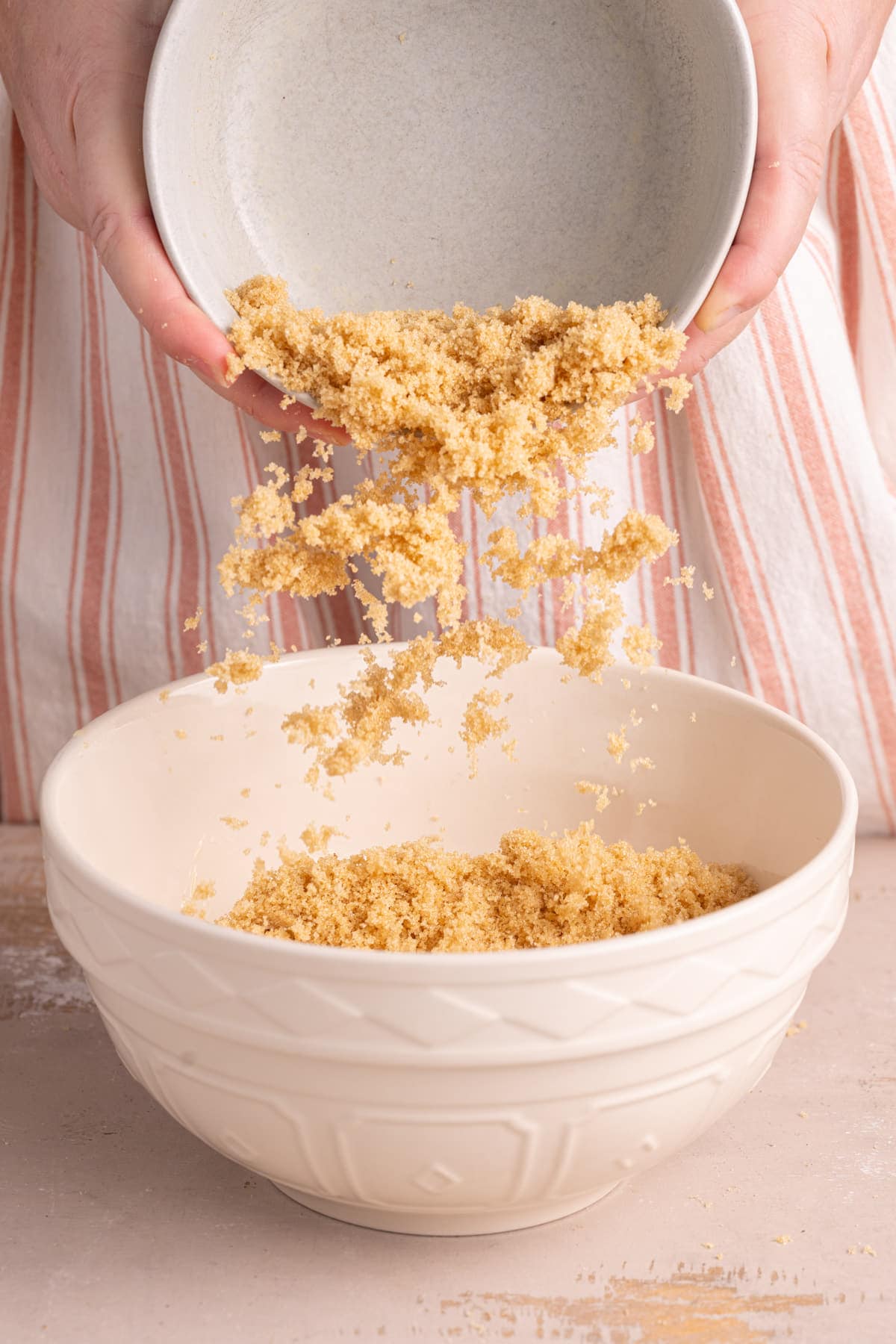 Adding light brown sugar to turtle cookie dough