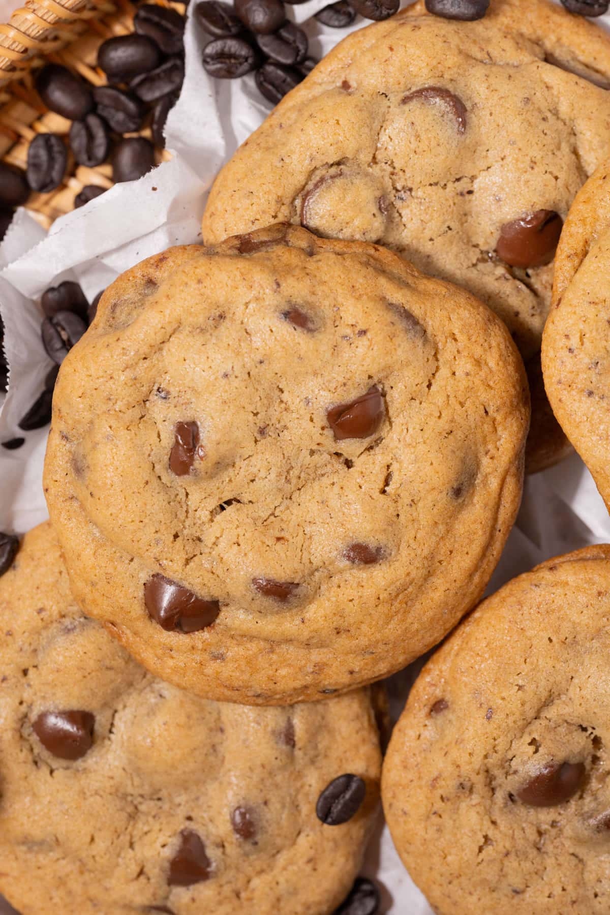 close up of Chocolate Chip Coffee Cookies