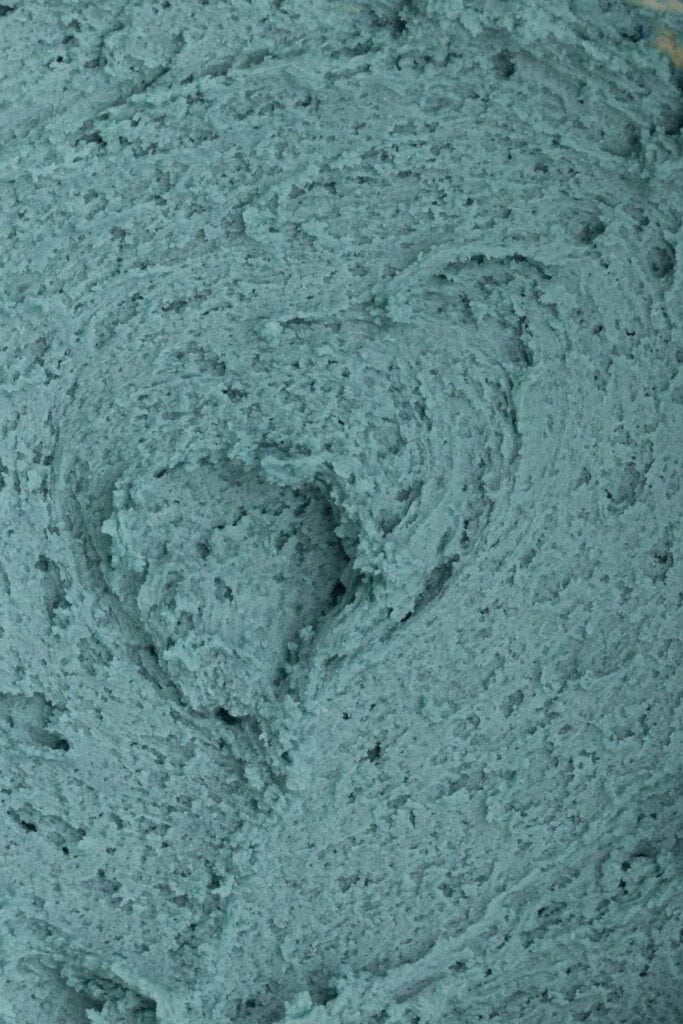 Close up of blue cookie dough.
