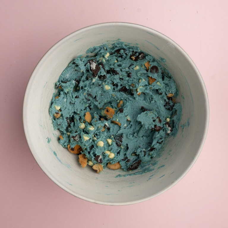 Bright blue cookie monster cookie dough