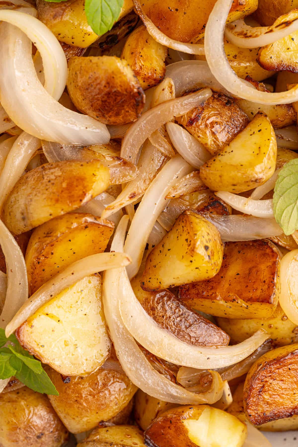 Close up of Pan-Fried Potatoes and Onions