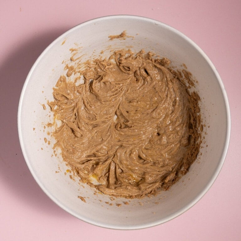 Dark brown sugar cookie dough before adding dry ingredients