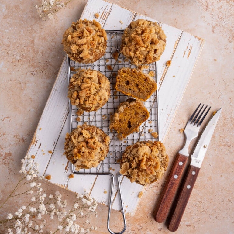 Banana Pumpkin Muffins on cooling rack