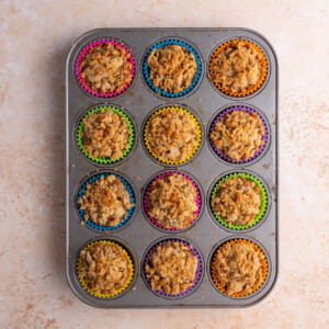 Banana Pumpkin Muffins with Crumble Top fresh out of the oven