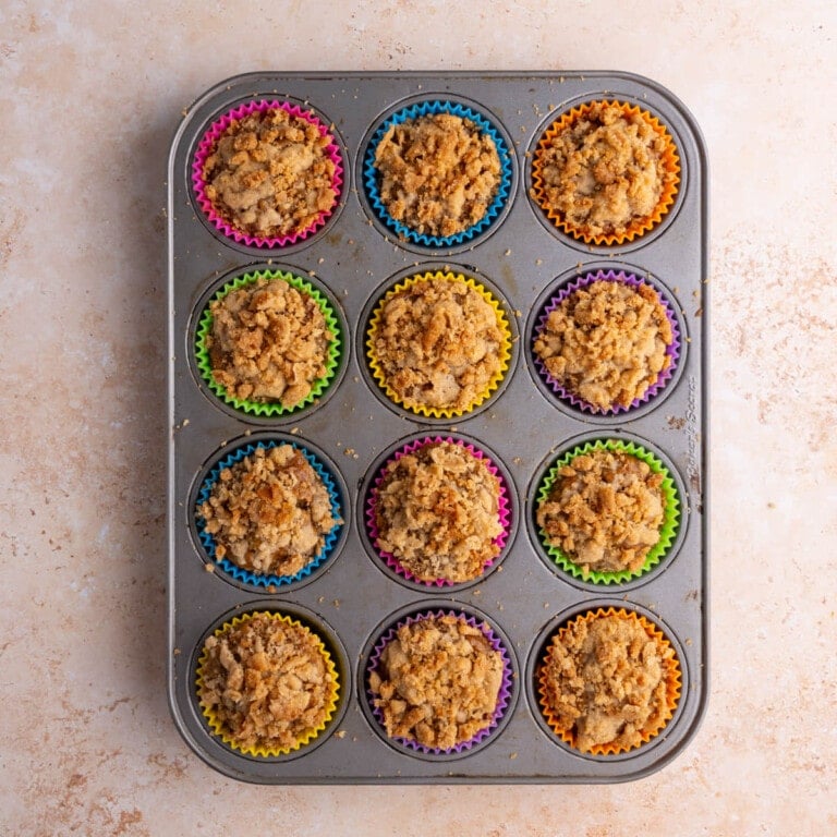 Banana Pumpkin Muffins with Crumble Top fresh out of the oven