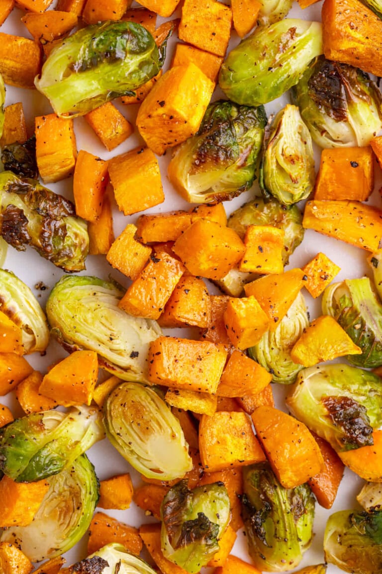 30-Minute Roasted Brussels Sprouts and Sweet Potatoes — Marley's Menu