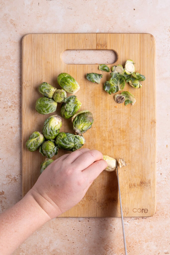 Cutting ends off brussels sprouts