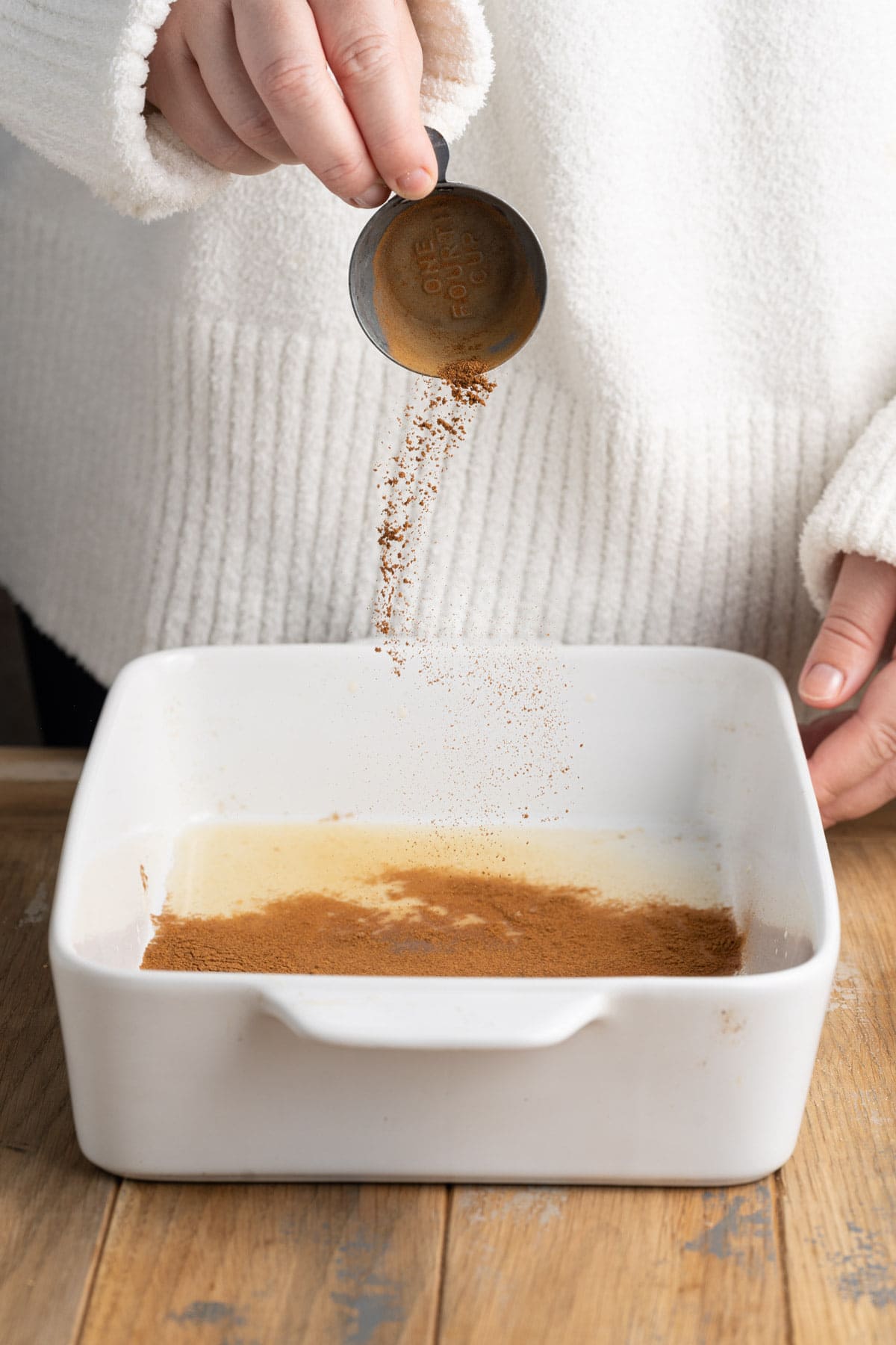 Adding cinnamon to cider and whisking before adding eggs to make a French toast egg wash. 