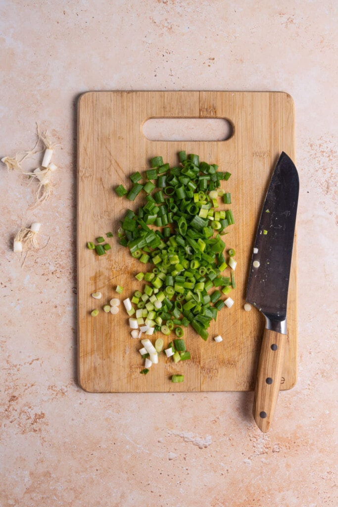 Clean scallions and chop off the "hairy ends" before dicing them.