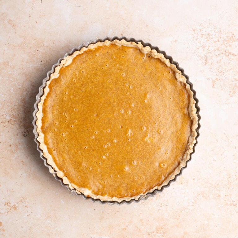 Sweet potato pie with sweetened condensed milk fresh out of the oven.