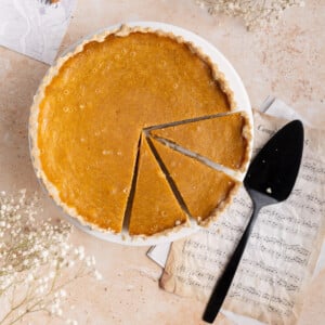 Sweet Potato Pie with sweetened condensed milk and flake all-butter crust.