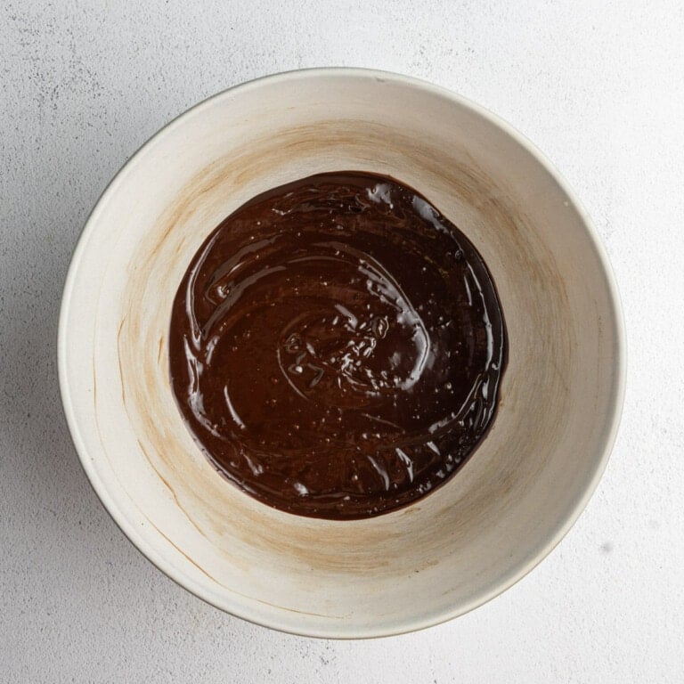 Chocolate ganache made of dark chocolate chips and heavy cream.