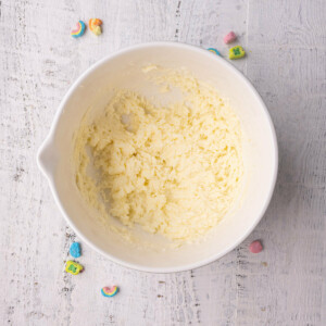 Softened butter and granulated sugar creamed together.