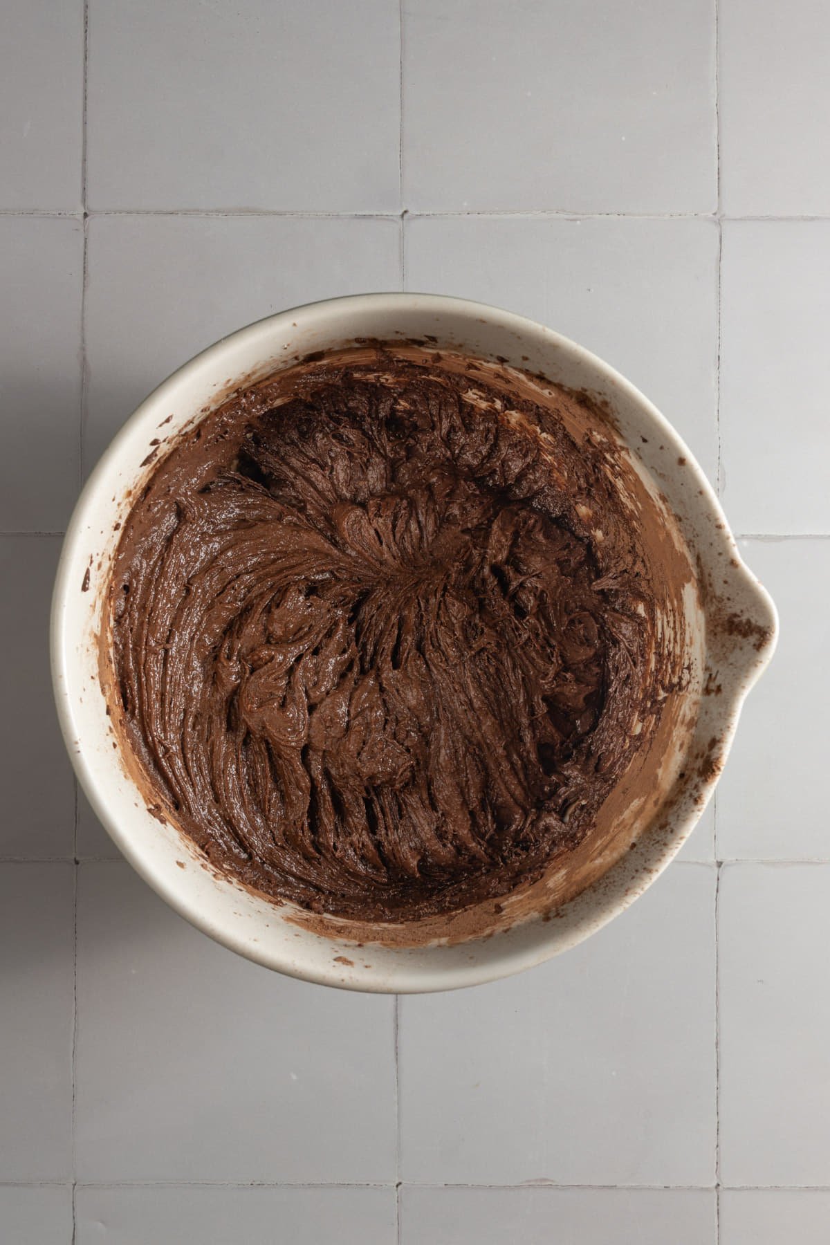 Light and airy one bowl brownie batter. 