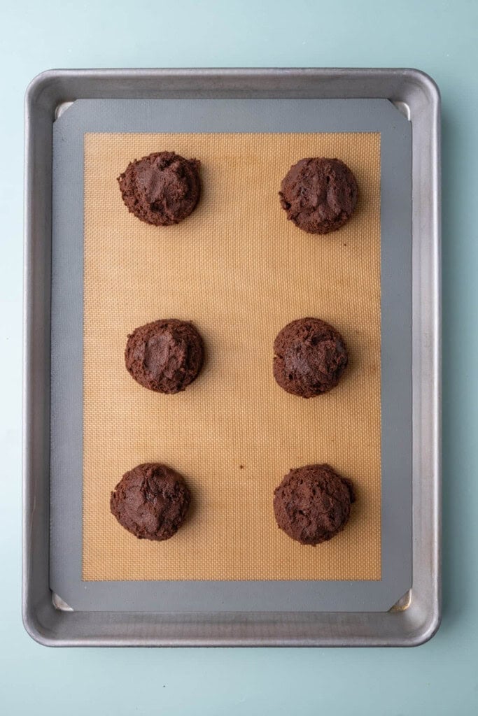 Chocolate fudge cookies ready for the oven. 