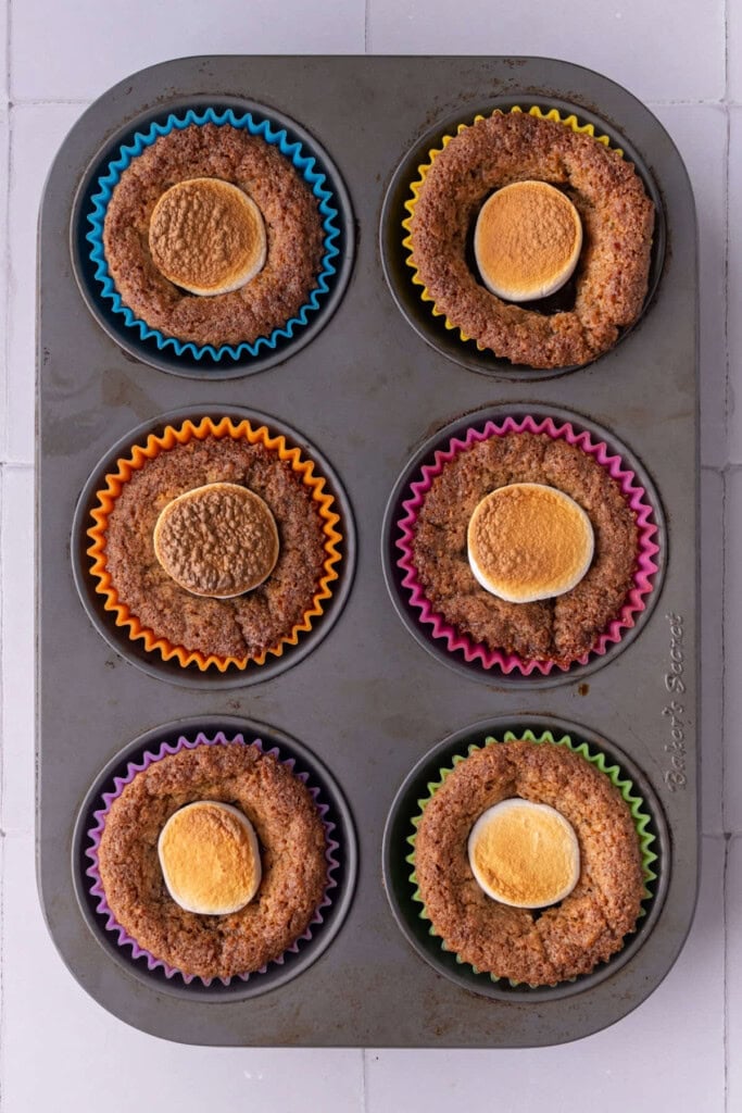 Smores cookie cups fresh out of the oven.