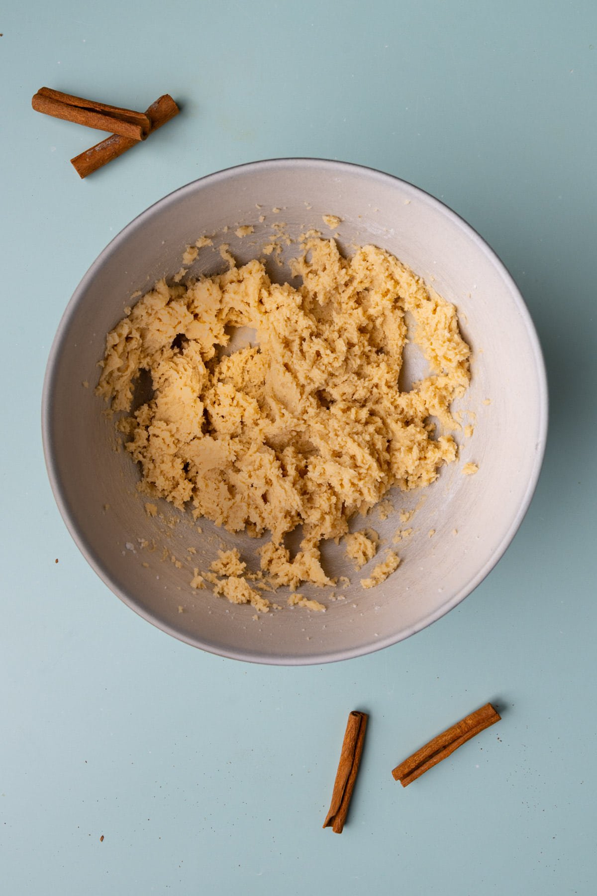 Snickerdoodle cookie dough before rolling in cinnamon sugar. 