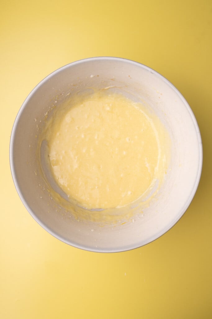 Beginnings of brownie batter before adding the dry ingredients. 